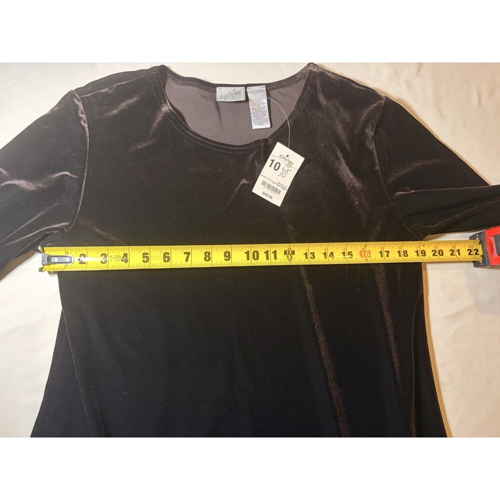 Vintage 1990s Jaclyn Smith Brown Velvet Dress Size 10 NWT Long Sleeve - Picture 6 of 7
